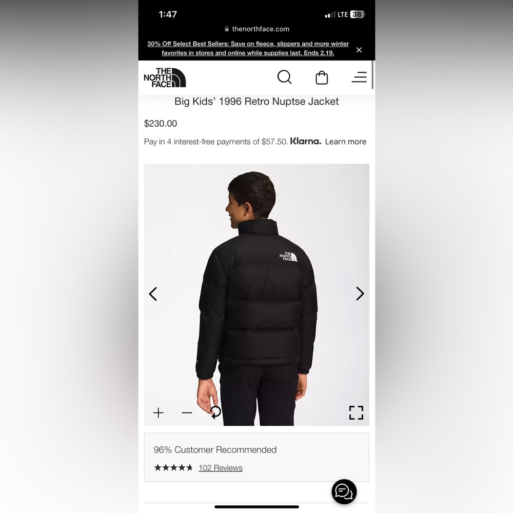 The North Face 700 Youth XL Puffer